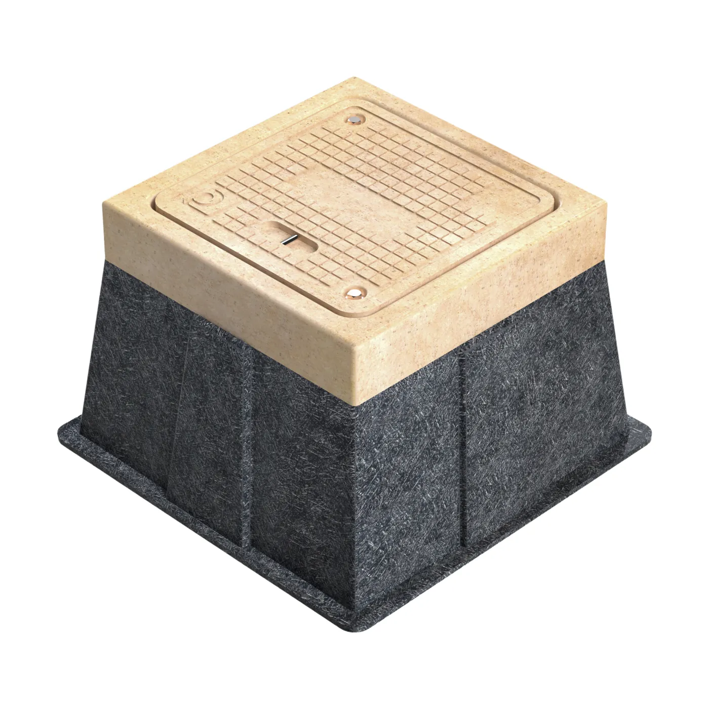 Registro Apilable de 30×30×30 cm T15 con Marco y Tapa en Concreto polimérico y Cuerpo de Fibra en Vidrio