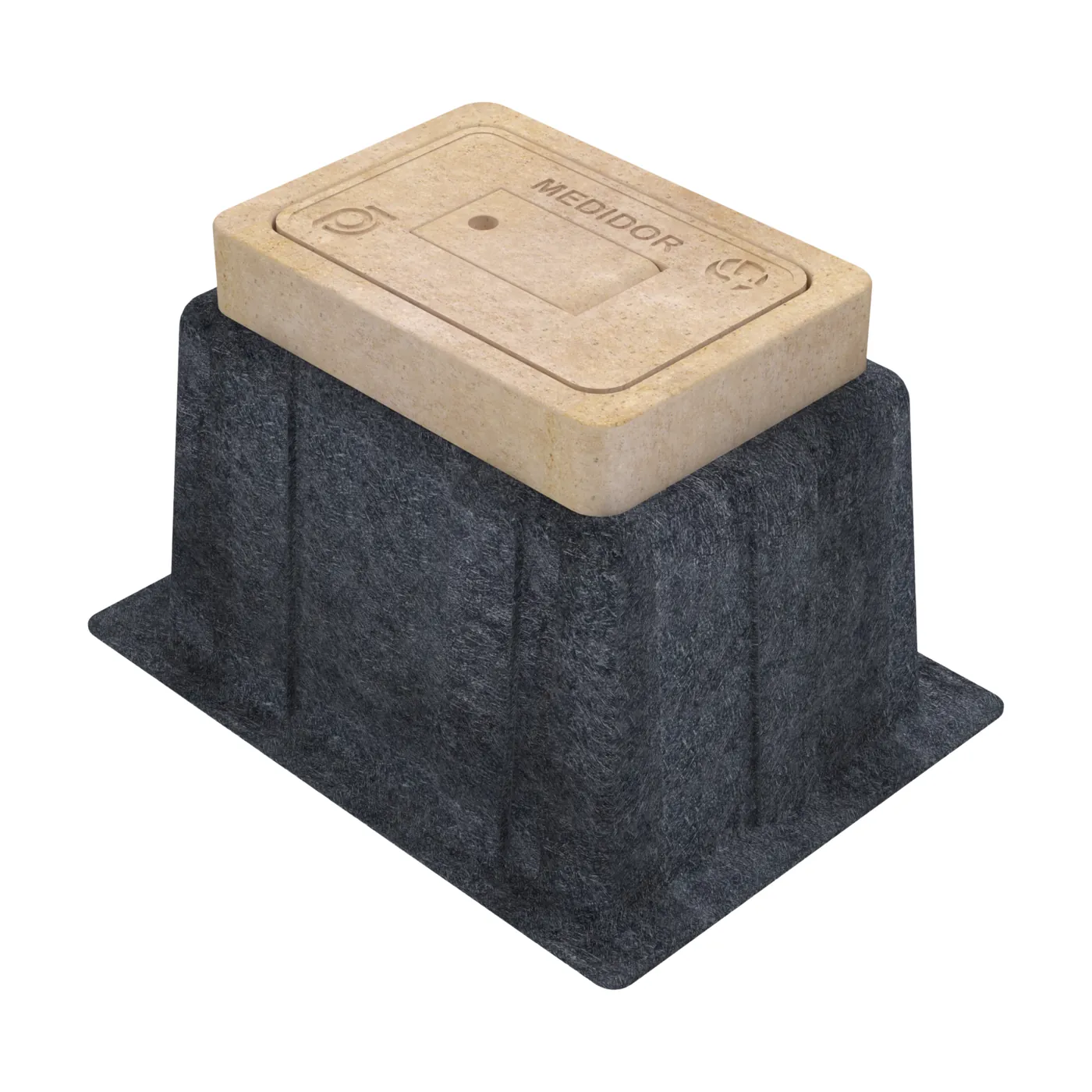 Registro Apilable para Medidor de Agua de 33×45×30 Cm, Marco y Tapa en Concreto polimérico y Cuerpo de Fibra de Vidrio
