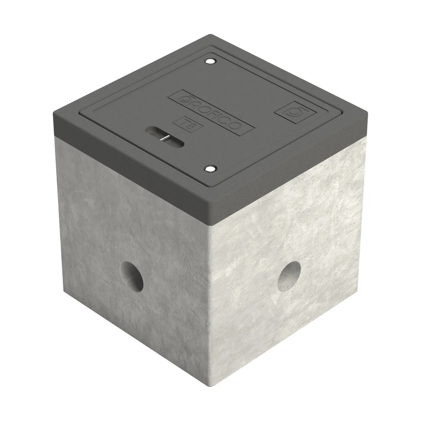 Registro híbrido de 50×50×50 cm con Marco y Tapa de Concreto polimérico y Cuerpo en Concreto hidráulico
