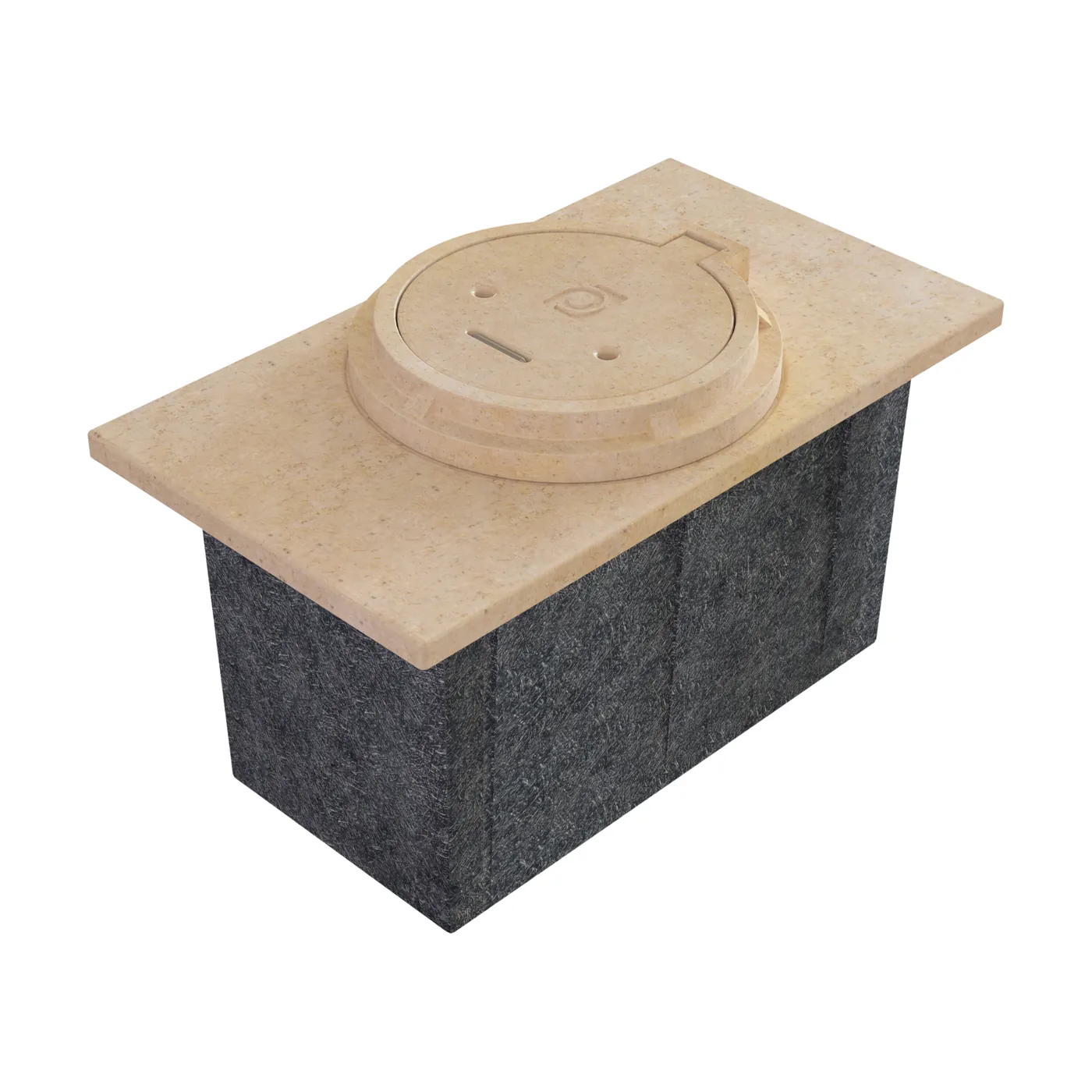 Registro Mini Manhole 1.20×0.66×0.66 con Loza, Aro y Tapa en Concreto polimérico y Cuerpo de Fibra de Vidrio